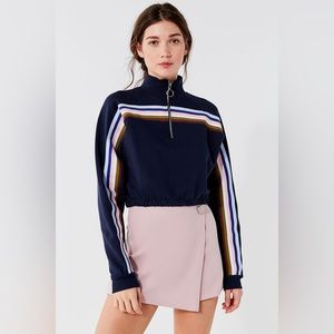 Urban Outfitters Navy Blue Cropped Long Sleeve Sweatshirt, size Large